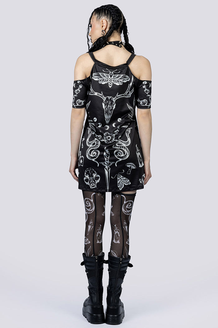 Black Witch Tee Shirt Dress Back Goth Fashion