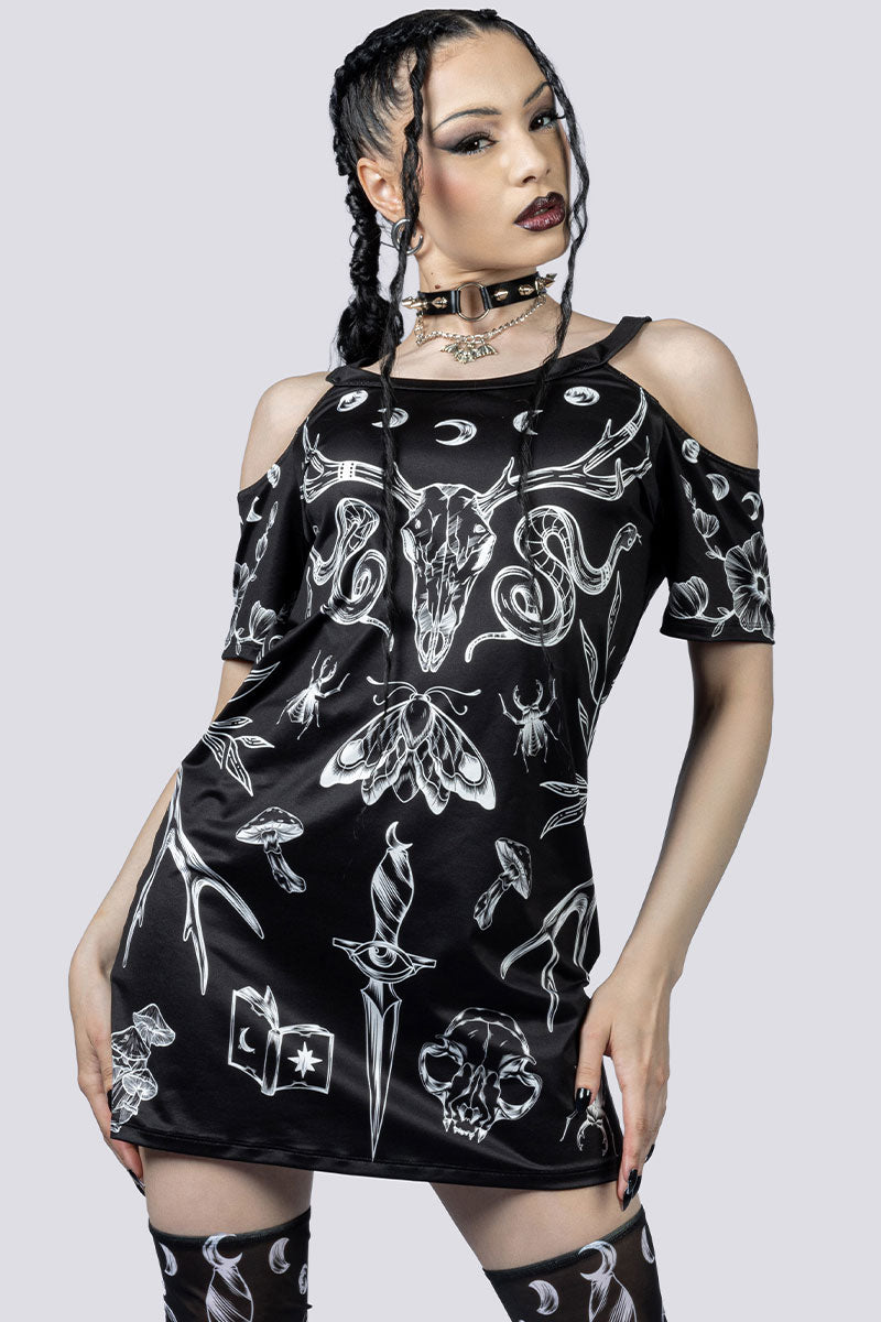 Black Witch Tee Shirt Dress Goth Wear