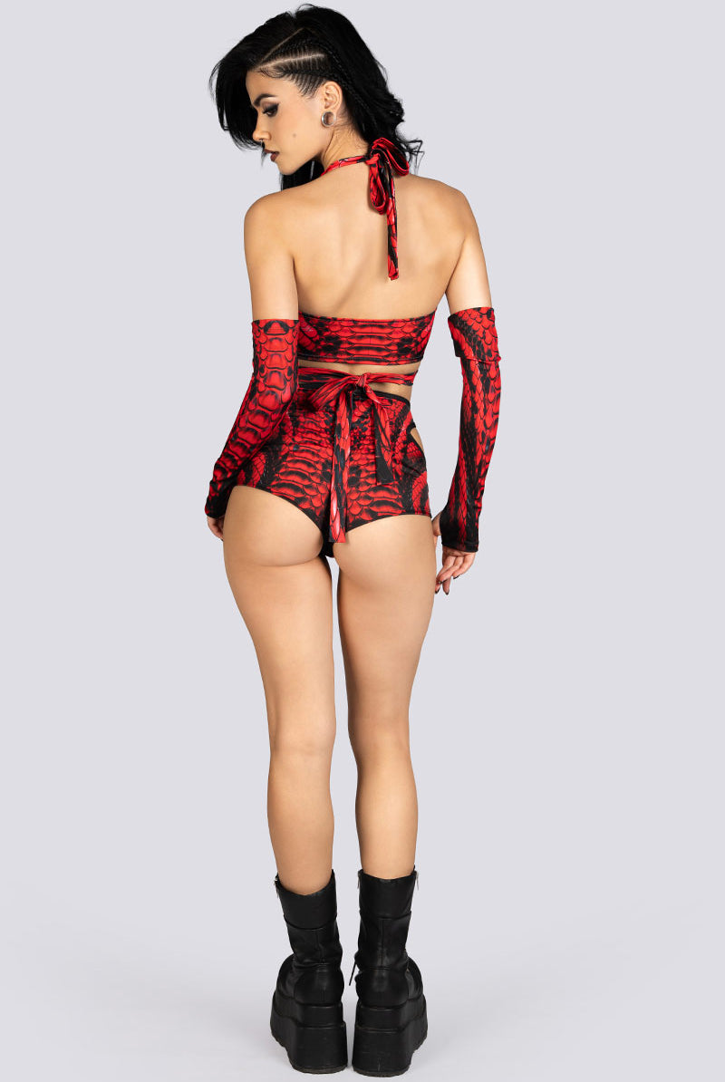 Blood Viper Cut Out Booty Shorts Set Rave Halloween Clothes
