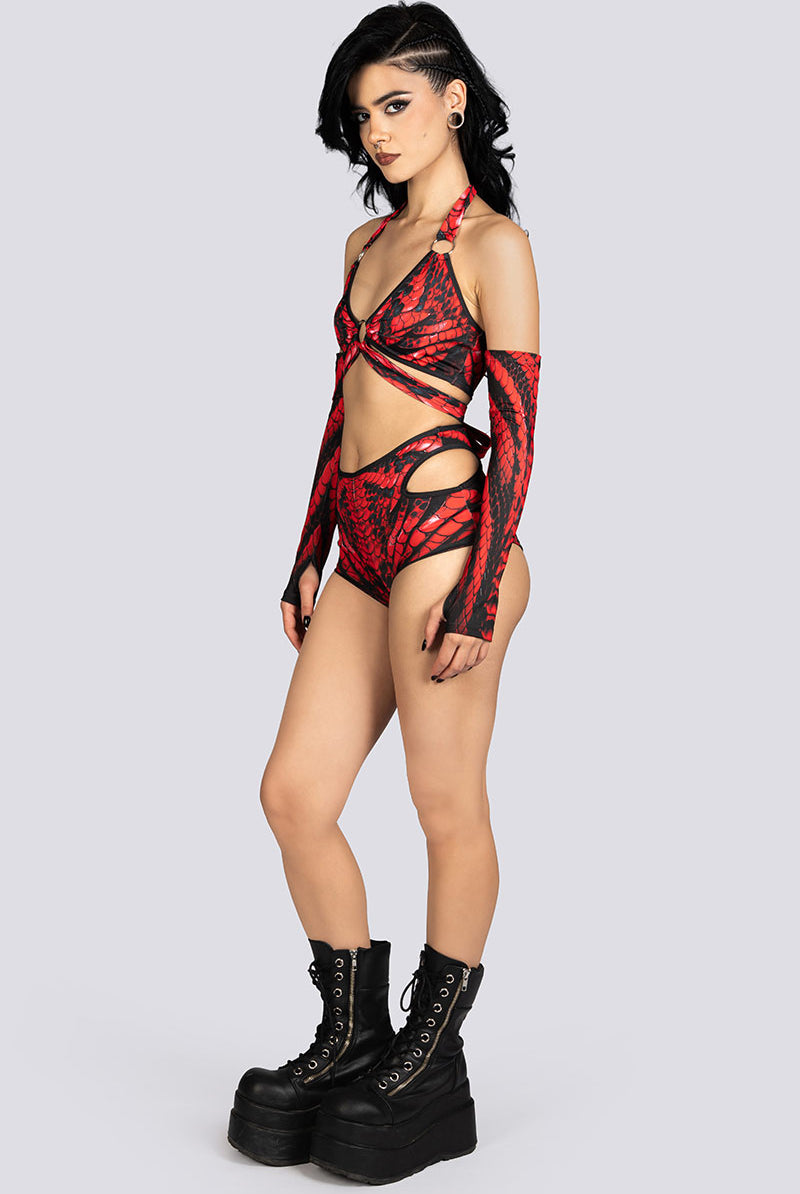 Blood Viper Cut Out Booty Shorts Halloween Costume Women
