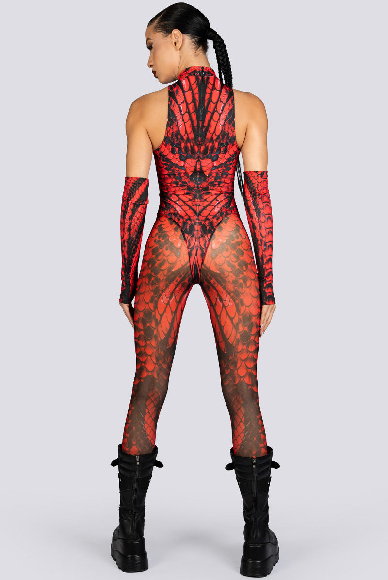 Blood Viper Lace Cut Out Catsuit Rave Halloween Clothes
