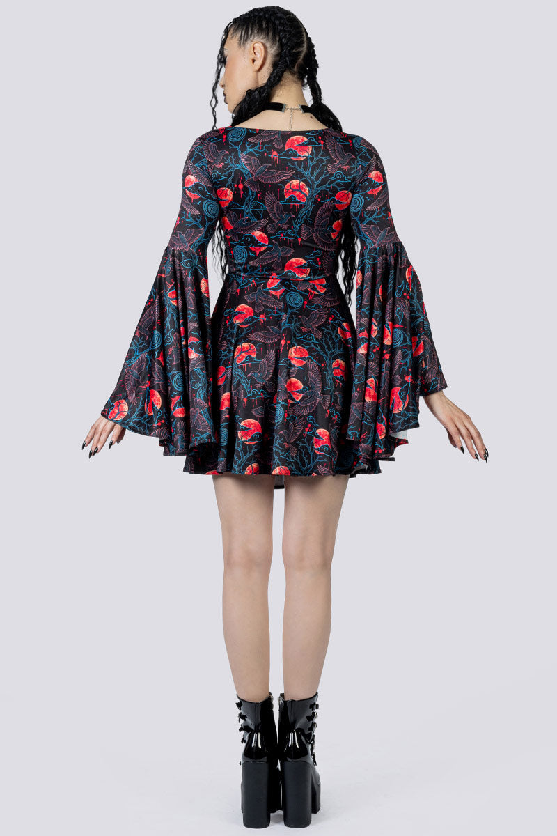 Bloodmoon Omen Front Tie Knot Dress Back Goth Fashion
