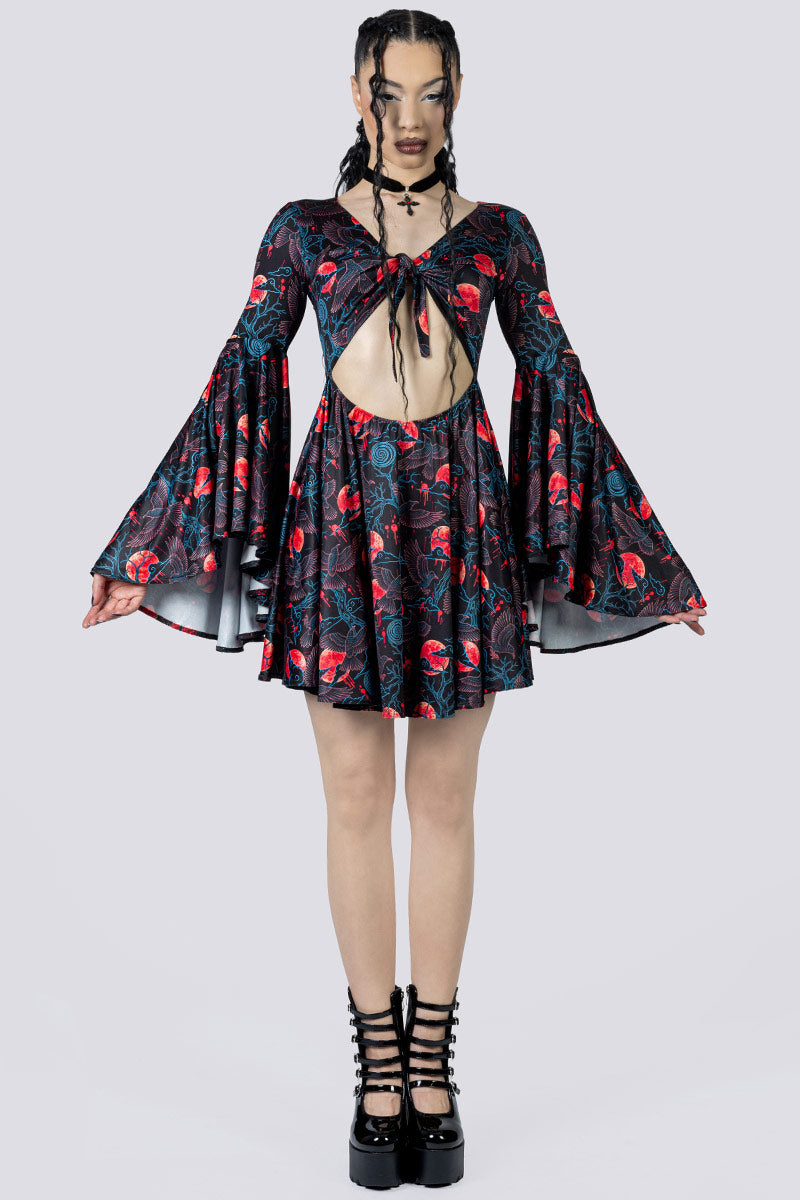 Bloodmoon Omen Front Tie Knot Dress Full Body Front Gothic Clothes