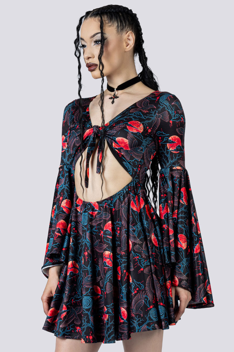 Bloodmoon Omen Front Tie Knot Dress Side Gothic Outfits