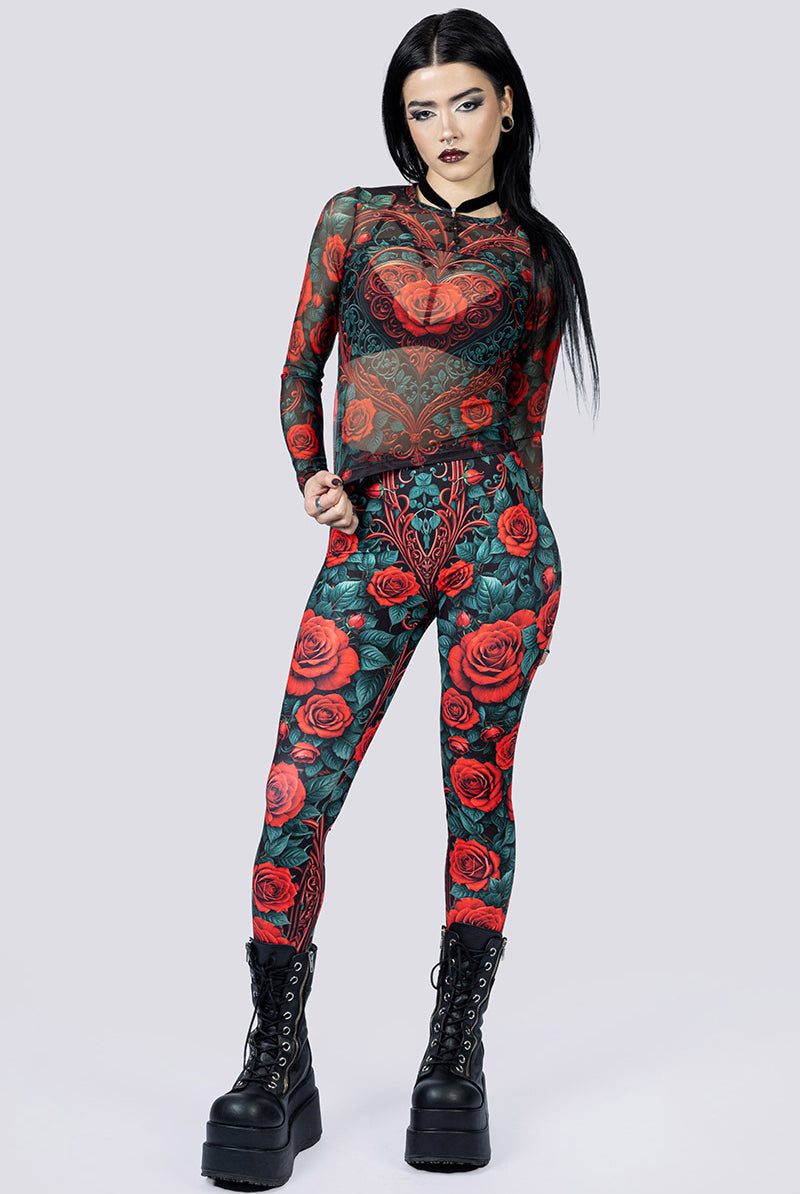 Bloodrose Leggings Full Body Goth Fashion