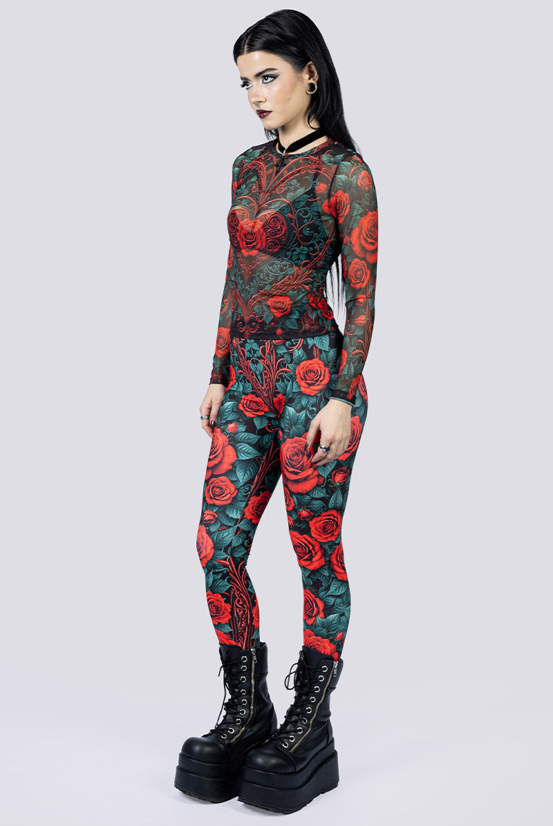 Bloodrose Leggings Side Goth Wear