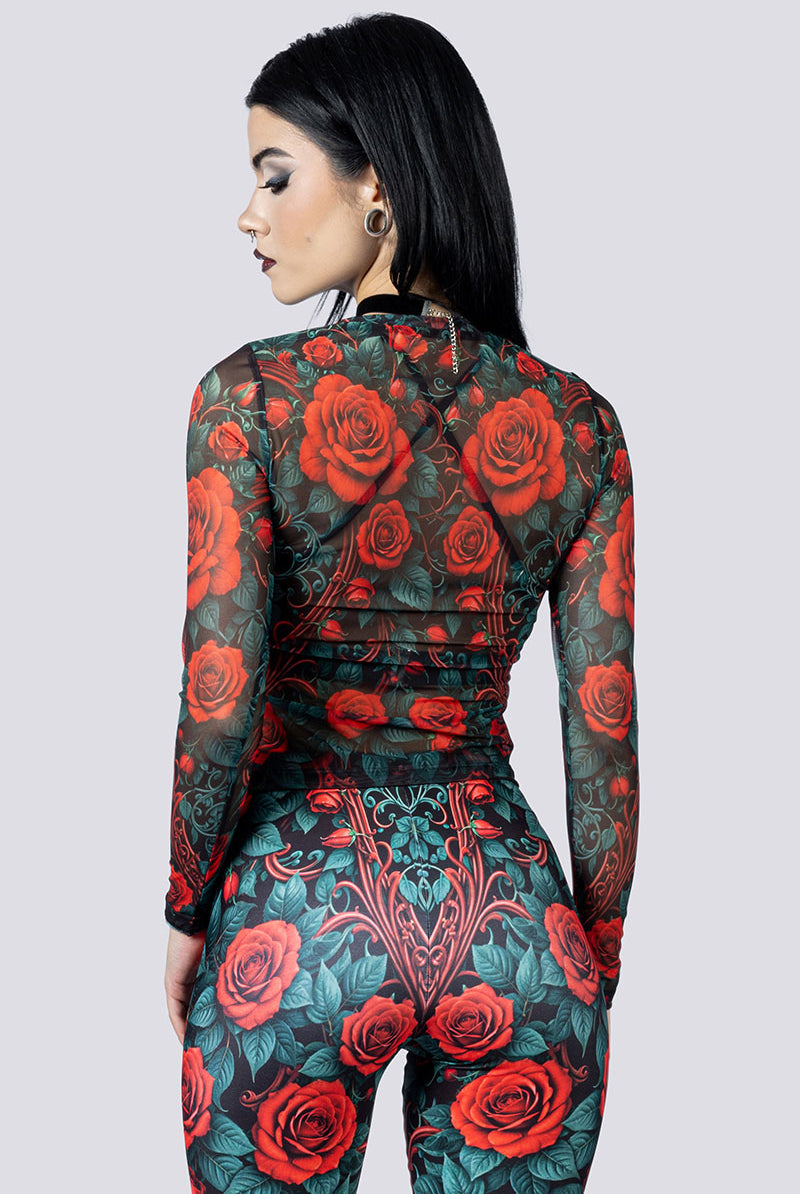 Bloodrose Mesh Top Back Gothic Outfits