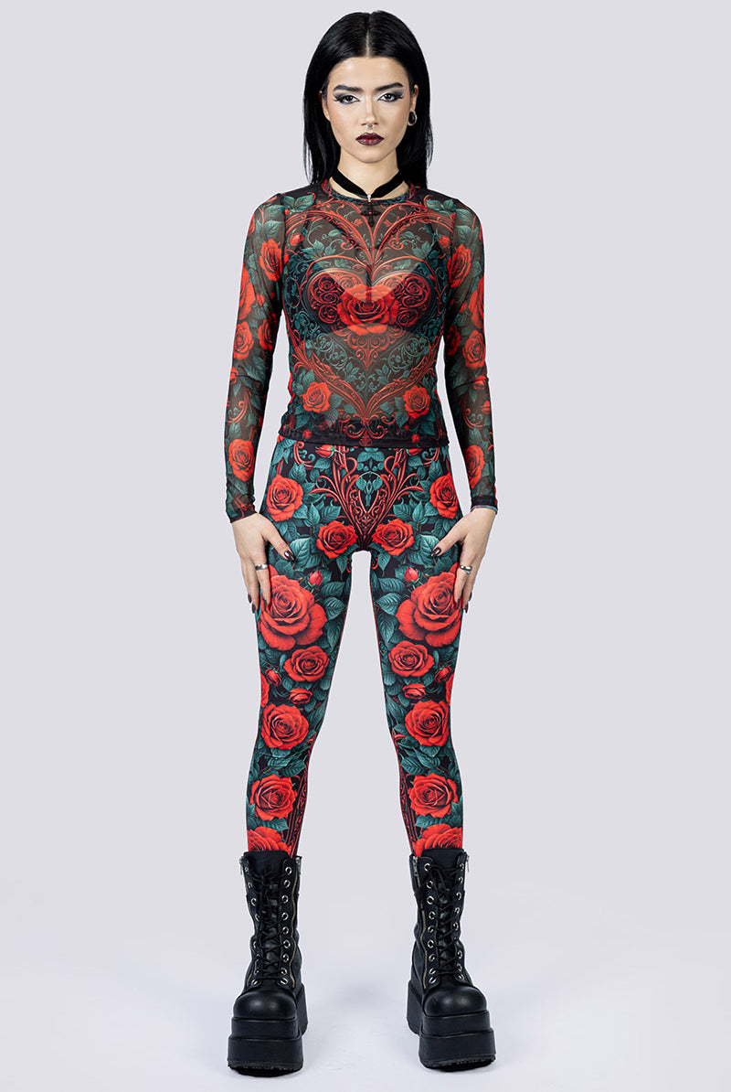 Bloodrose Mesh Top Front Goth Fashion