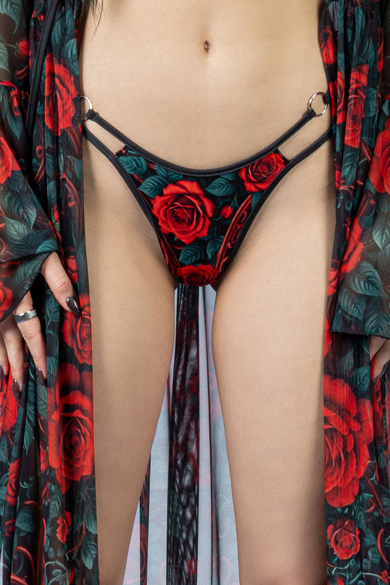 Bloodrose O Ring Bikini Bottom Close Up Front Goth Clothing