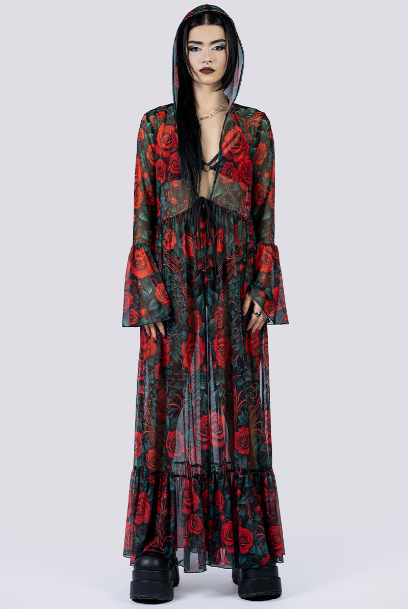 Bloodrose Sheer Robe Front Gothic Outfits