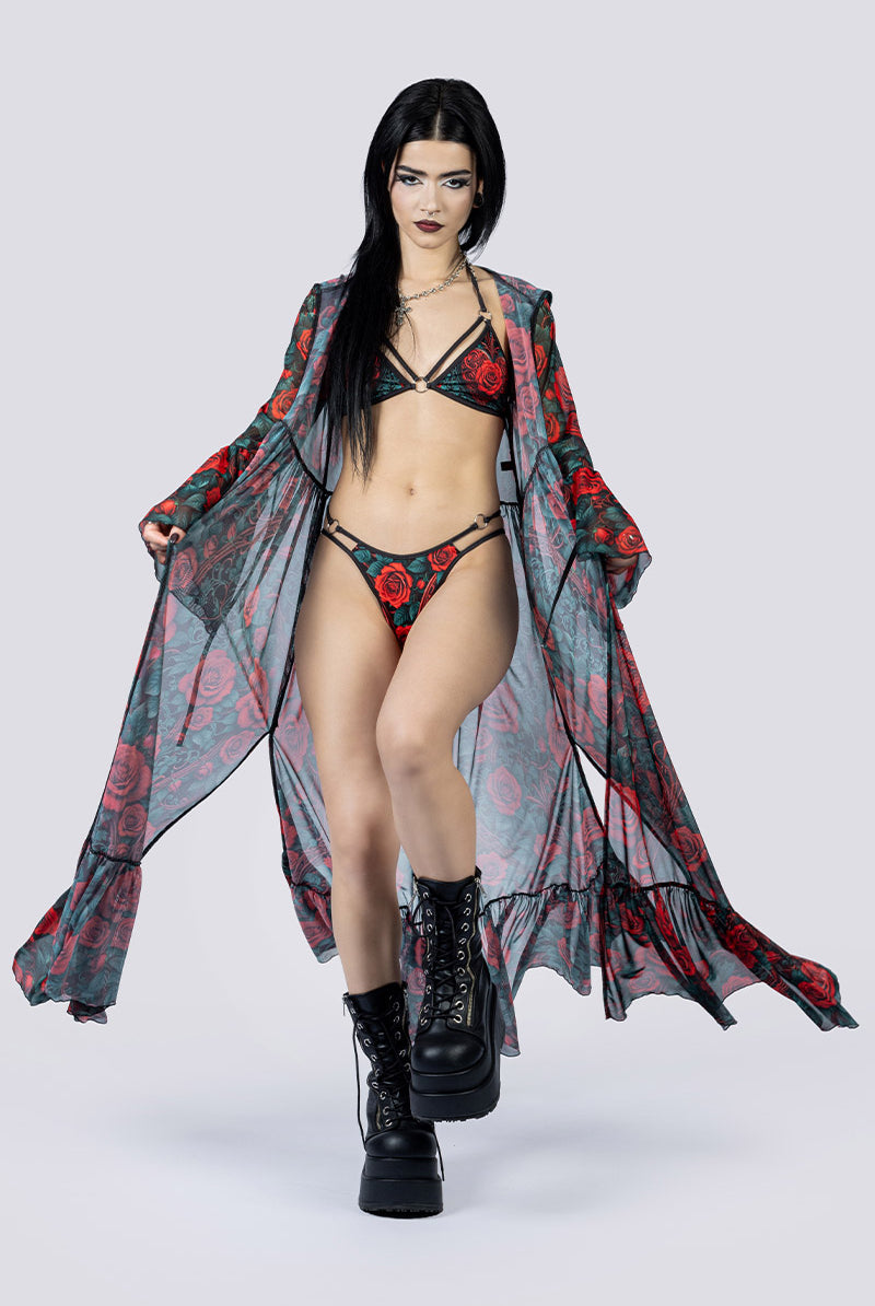 Bloodrose Sheer Robe Full Body Goth Wear