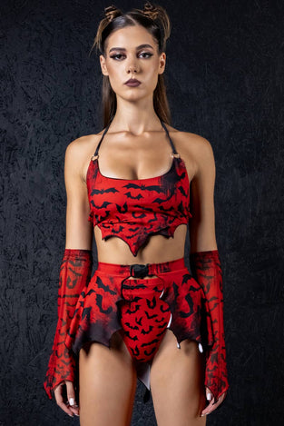 Rave Outfit Bloody Night Mini Clasp Skirt Set Close View