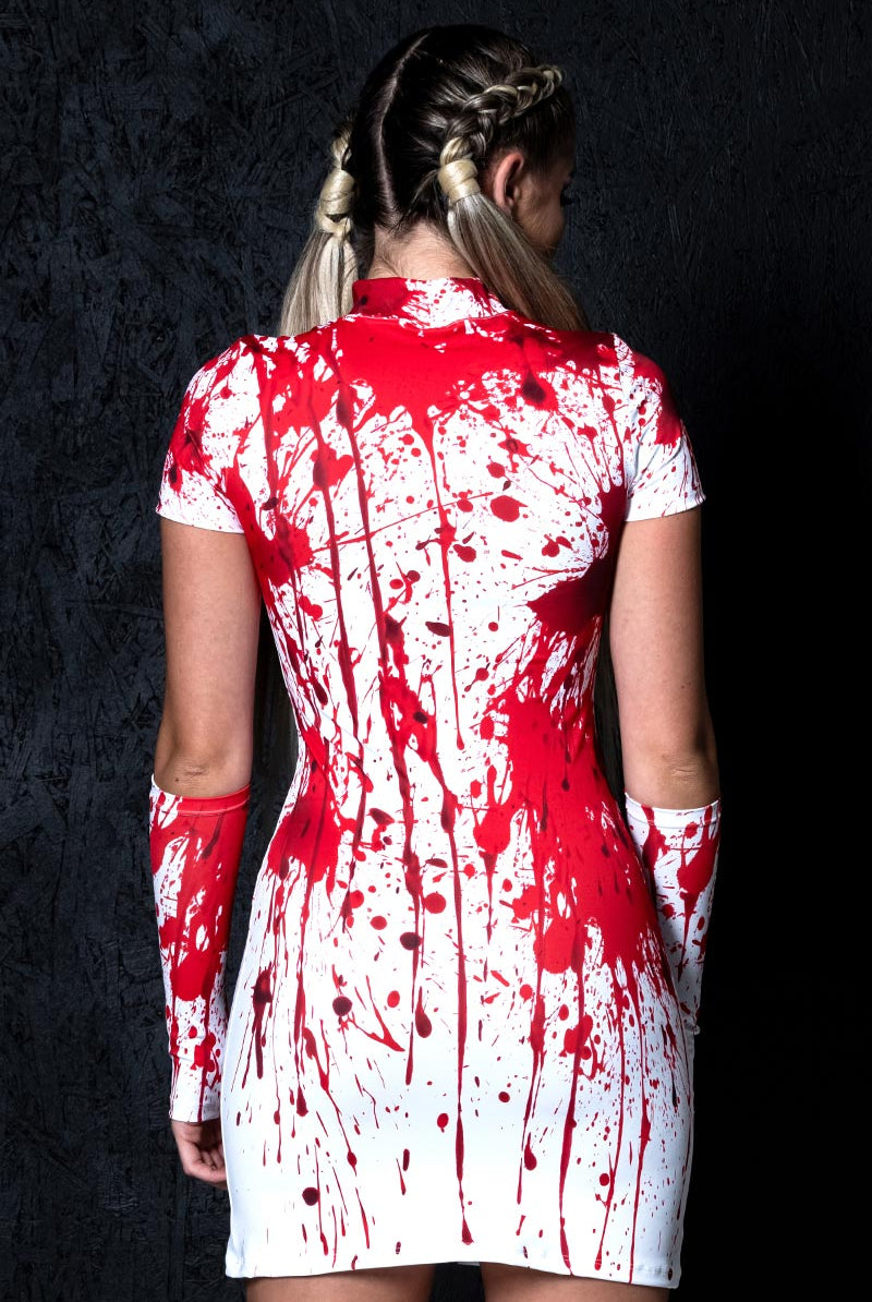 Bloody Nurse Short Sleeves Mini Dress Back View