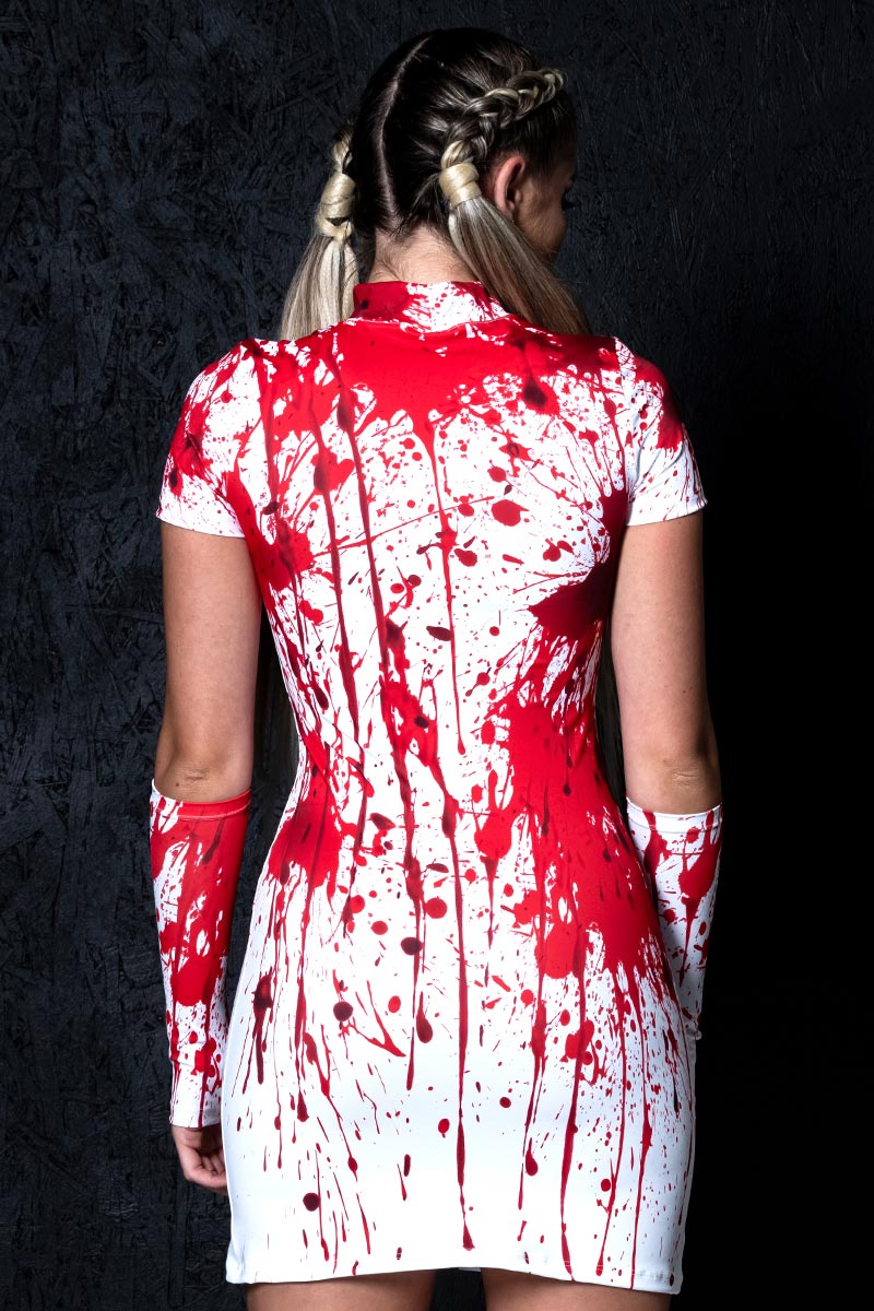 Bloody Nurse Short Sleeves Mini Dress Back View