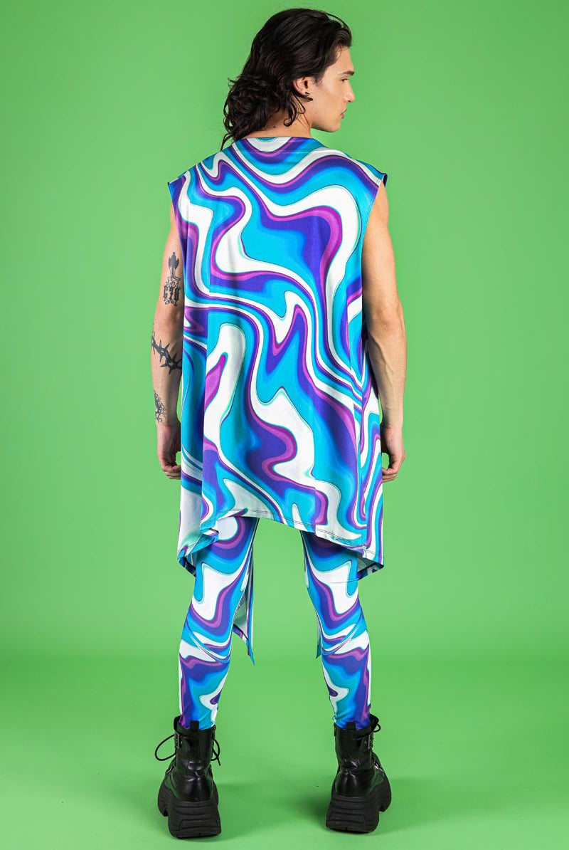 Blue Currents Men's Leggings Set Back View