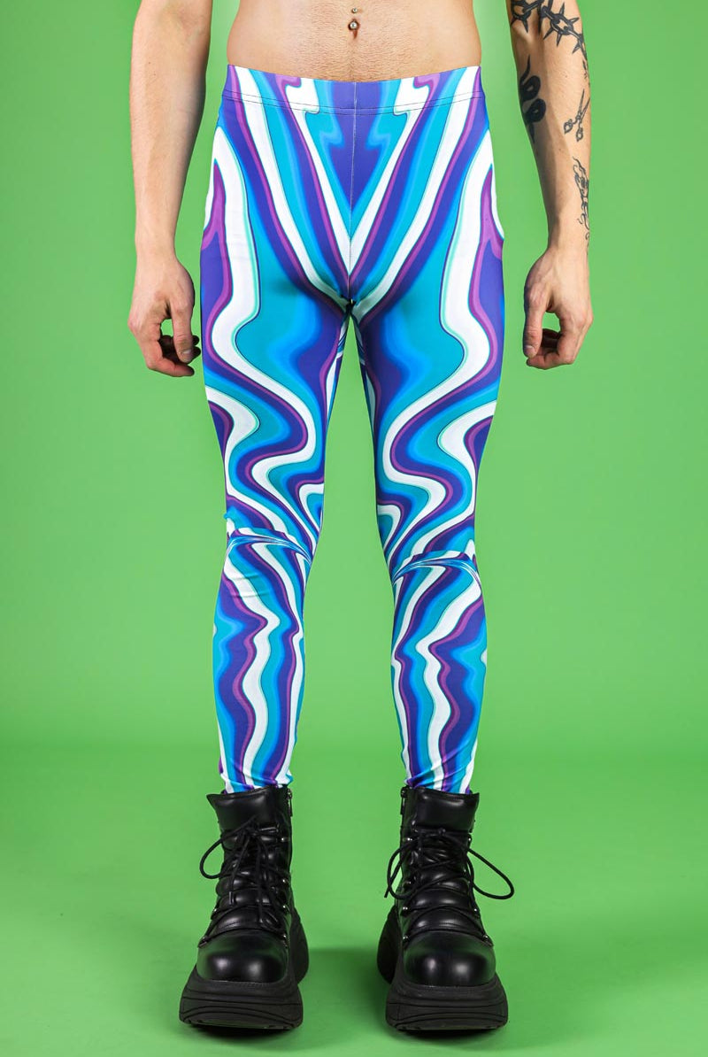 Blue Currents Men's Leggings Set Close View