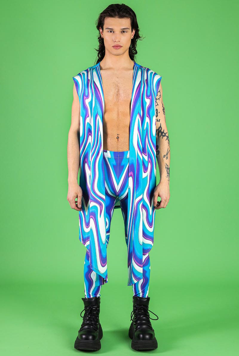 Blue Currents Men's Leggings Set Front View