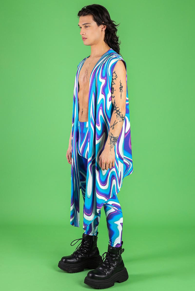 Blue Currents Men's Leggings Set Side View