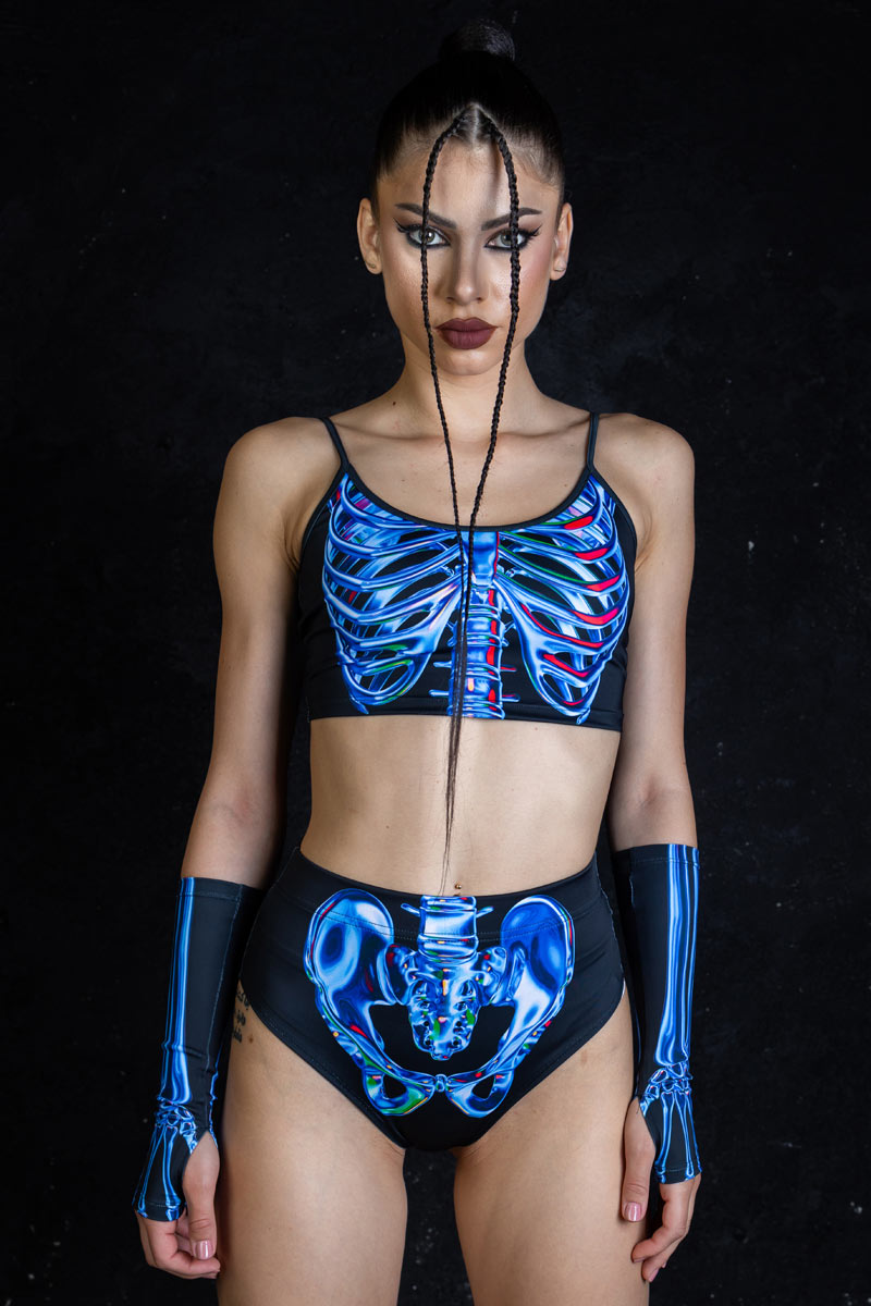 Blue Sapphire Skeleton Booty Shorts Close View