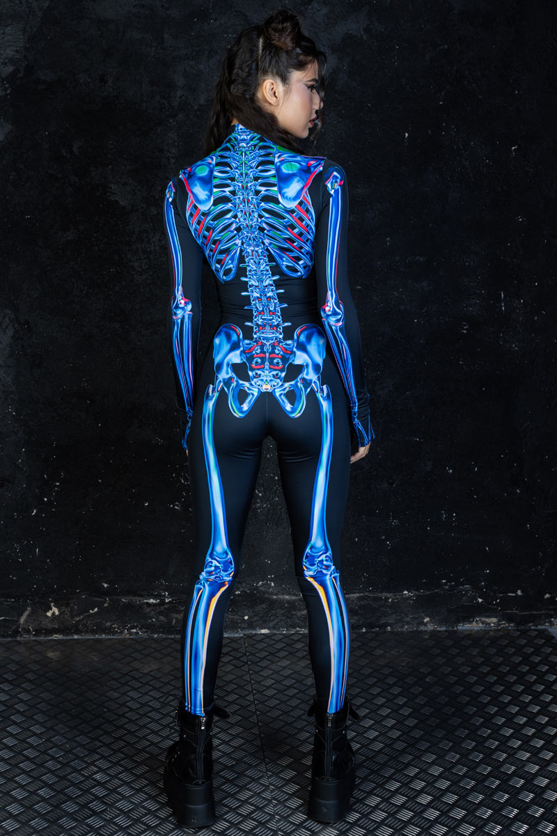 Blue Sapphire Skeleton Costume Back View