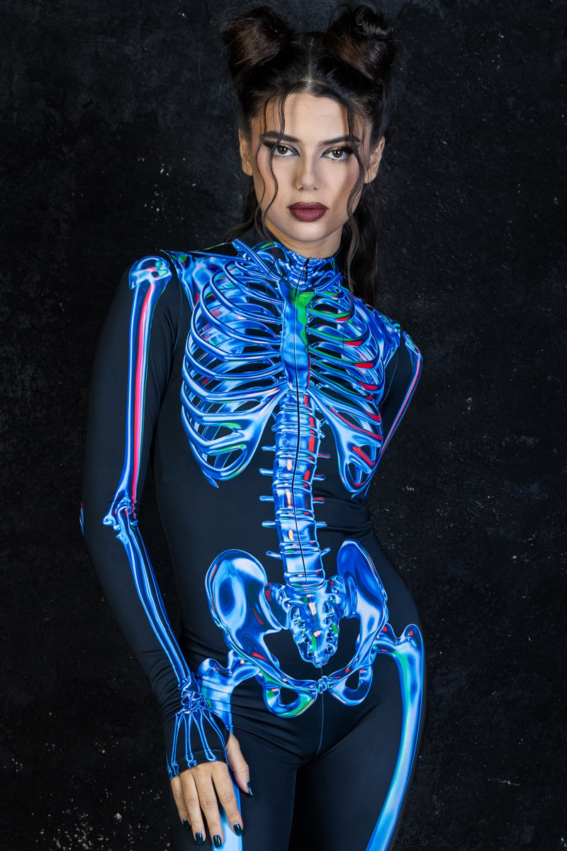 Blue Sapphire Skeleton Costume Close View