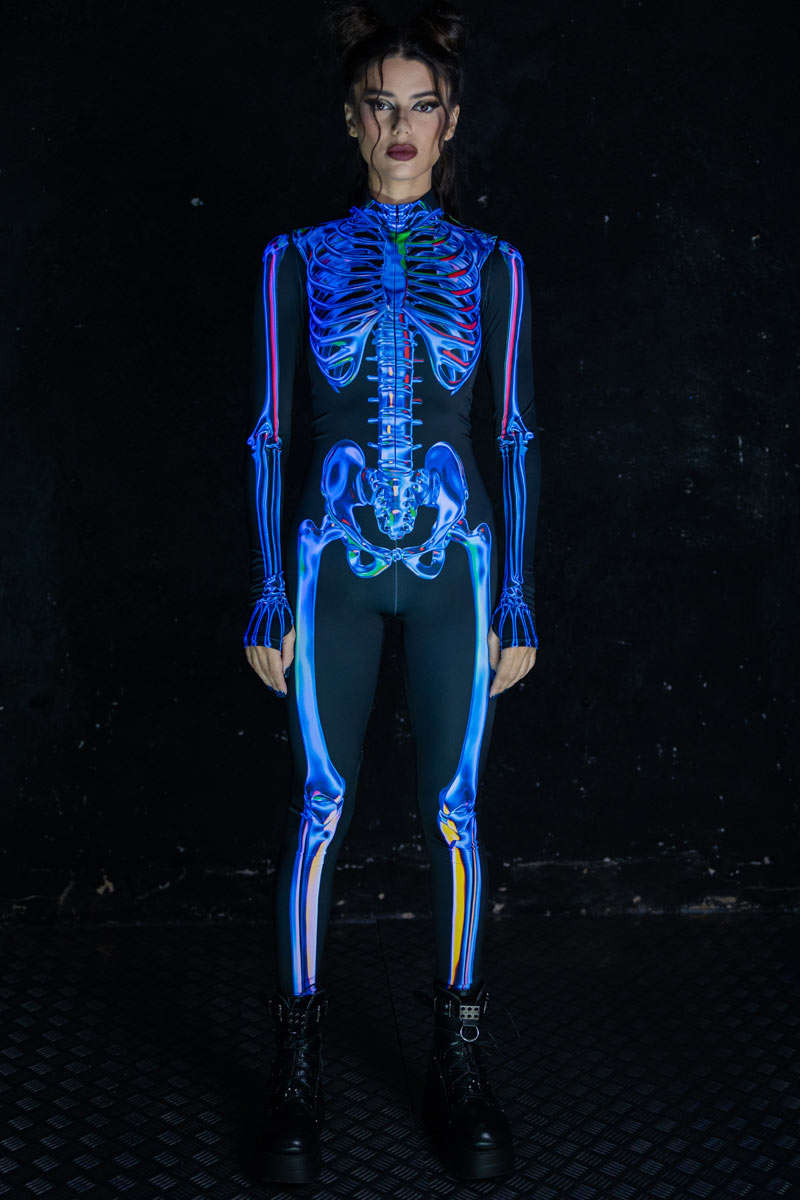 Blue Sapphire Skeleton Costume Full View