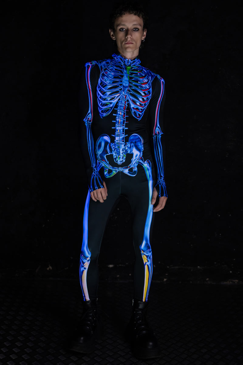 Blue Sapphire Skeleton Male Costume Full View