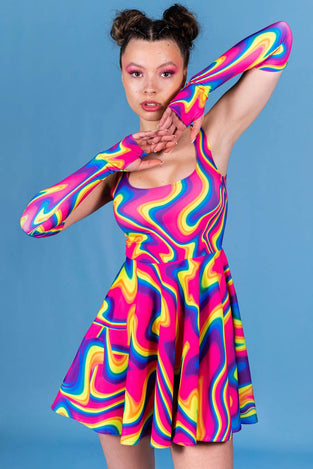 Rave Outfit Bubblegum Skater Dress Close View