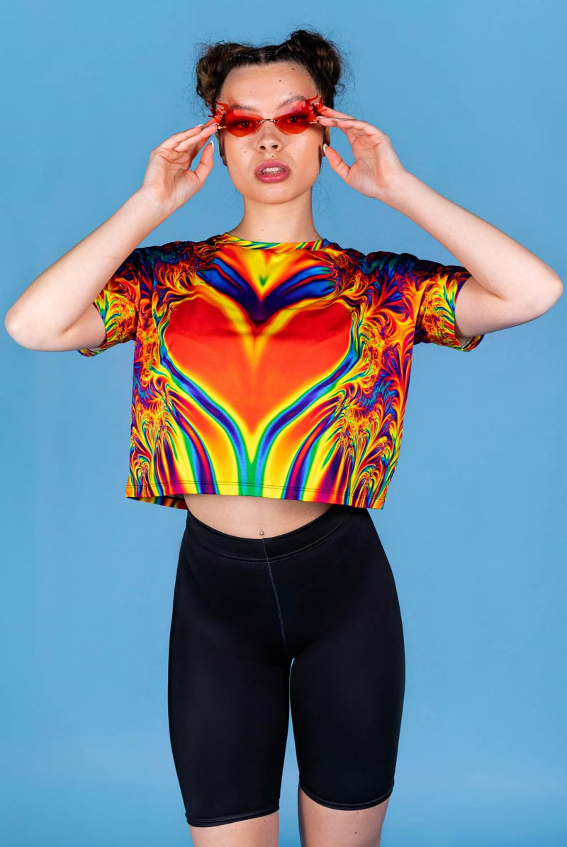 Burning Love Cropped Tee Close View