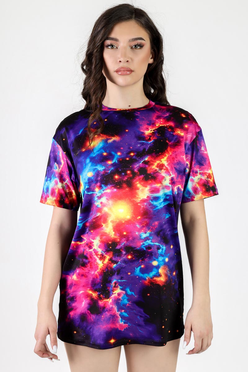 Bursting Galaxy Oversized Tee Front View