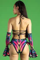 Rave Outfit Butterfly Queen Cut Out Ruffle Shorts Set Back View
