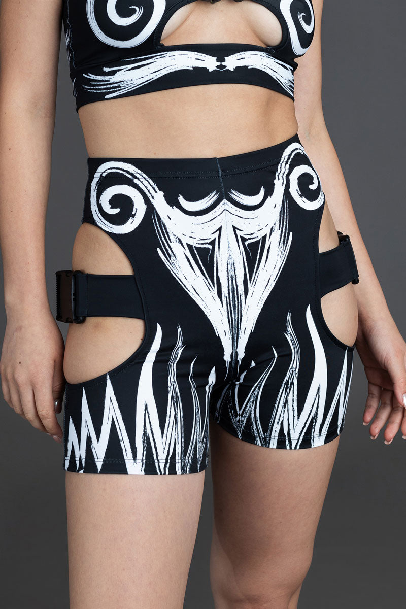 Call of the Tribe Buckle Biker Shorts Close View