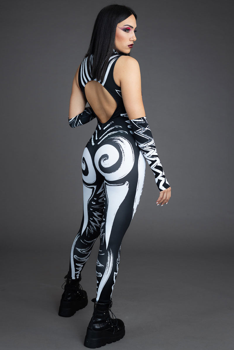 Call of the Tribe Cut Out Catsuit Back View