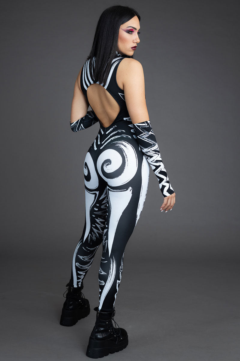 Call of the Tribe Cut Out Catsuit Close View