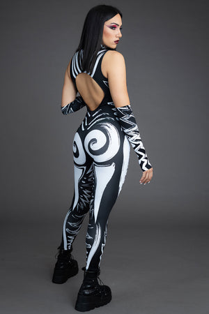 Call of the Tribe Cut Out Catsuit Back View