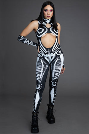 Call of the Tribe Cut Out Catsuit Full View