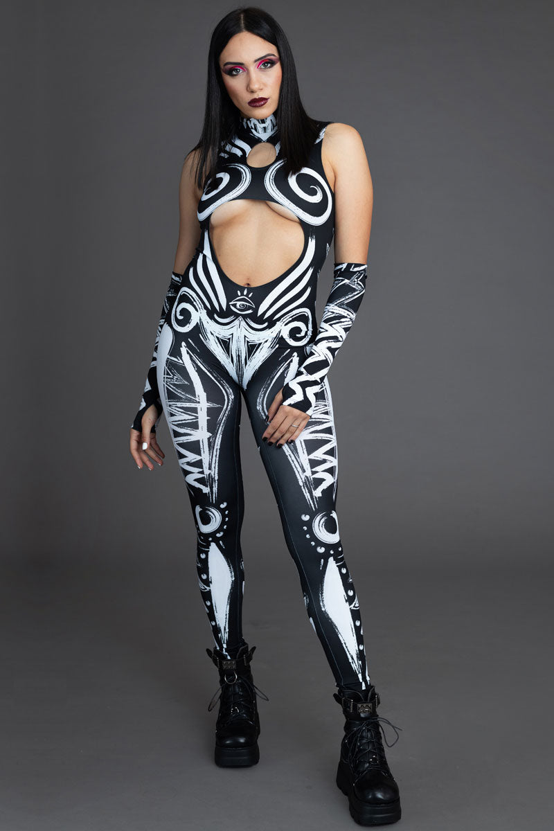 Call of the Tribe Cut Out Catsuit Side View
