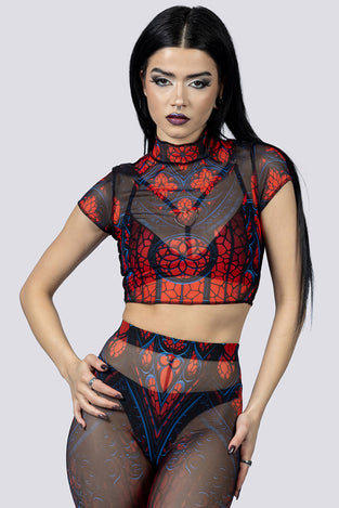 Cathedral Of Sin Leggings Set Close Up Goth Clothing