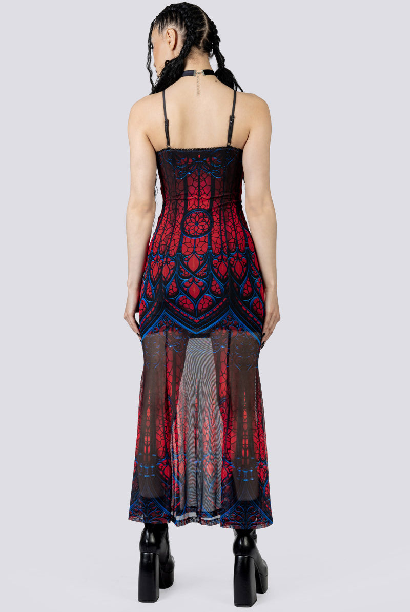 Cathedral Of Sin Mesh Maxi Dress Back Gothic Clothes