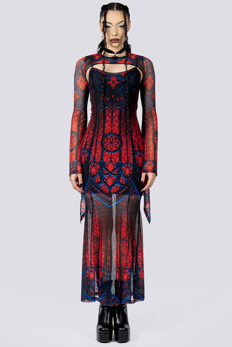 Cathedral Of Sin Mesh Maxi Dress Full Body Gothic Outfits