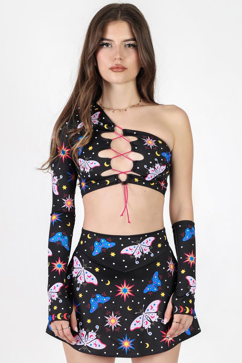 Celestial Flutter High Waisted Skort Front View