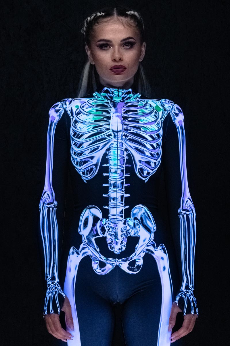 Chromatic Skeleton Costume UV Close View