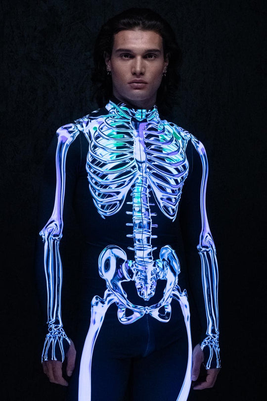 Roma 1pc Sparkling Skeleton Costume
