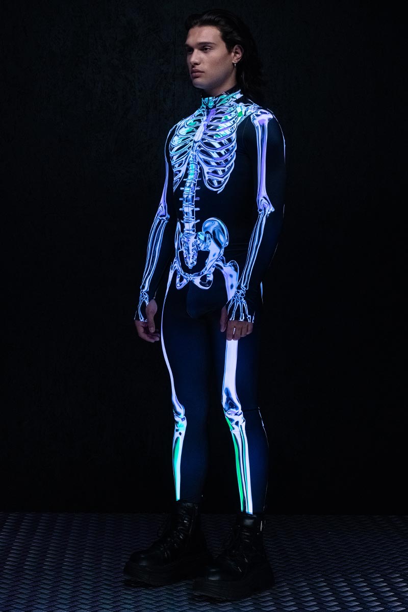 Chromatic Skeleton Men's Costume UV Side View