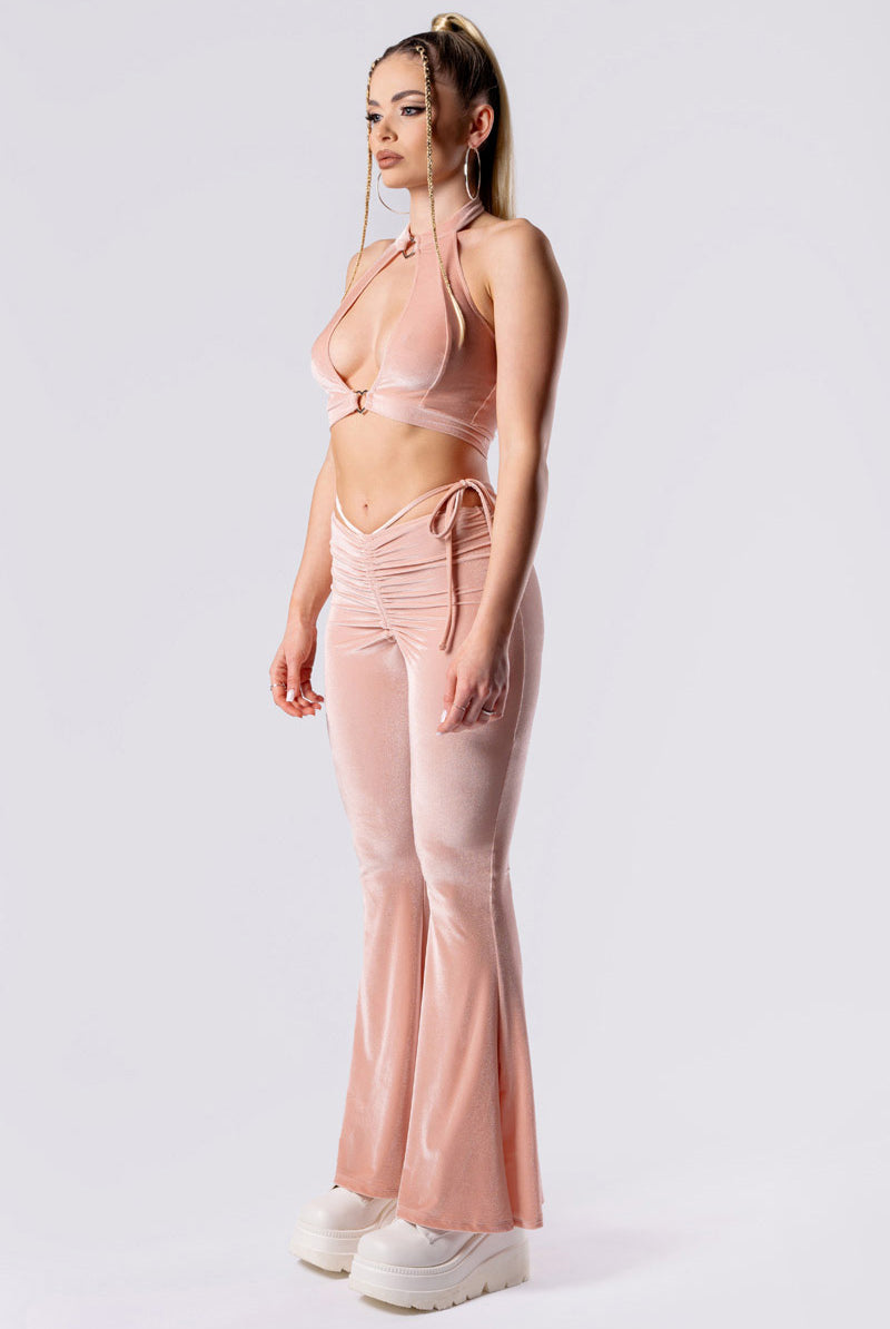 coffee-cream-hip-strap-flare-pants-set-beige-velvet-side-view