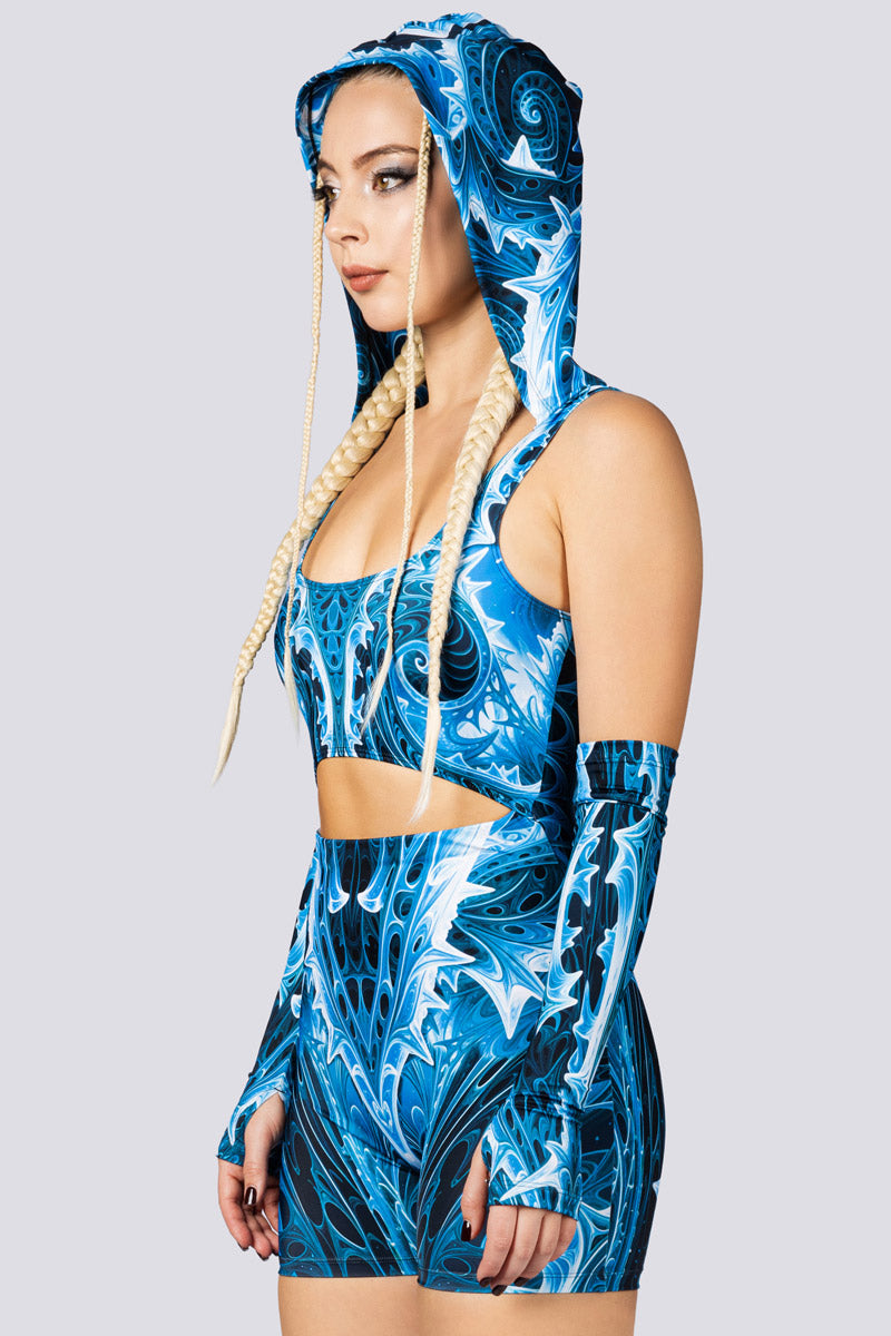 Cold Genesis Hooded Romper Close Side View