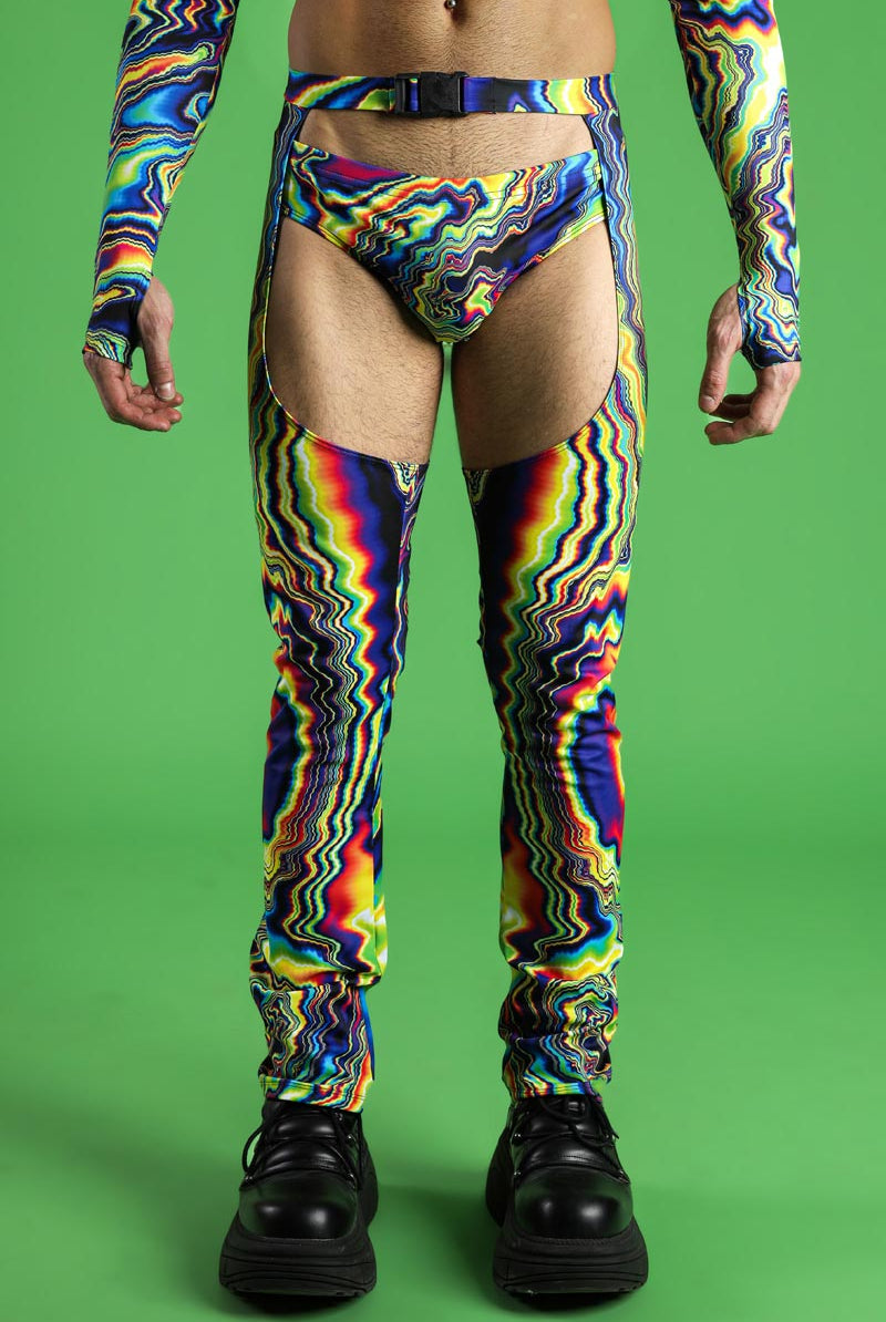 chaps dress pants Rainbow Color Warp Men's Chap Pants