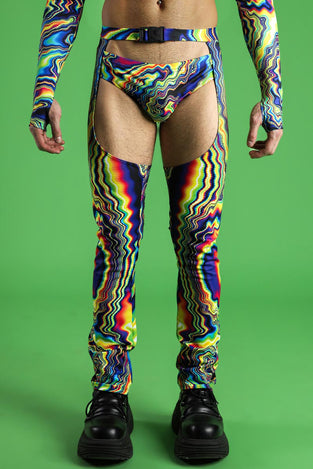 Color Warp Men's Chap Pants Close View