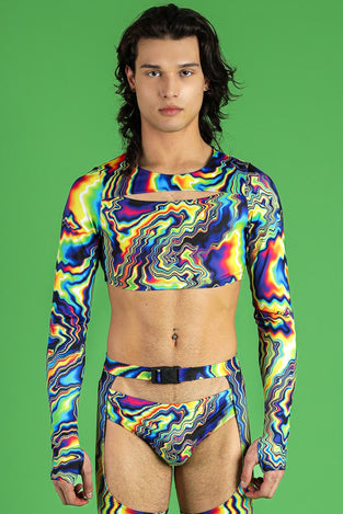 Color Warp Men's Chap Pants Set Front View