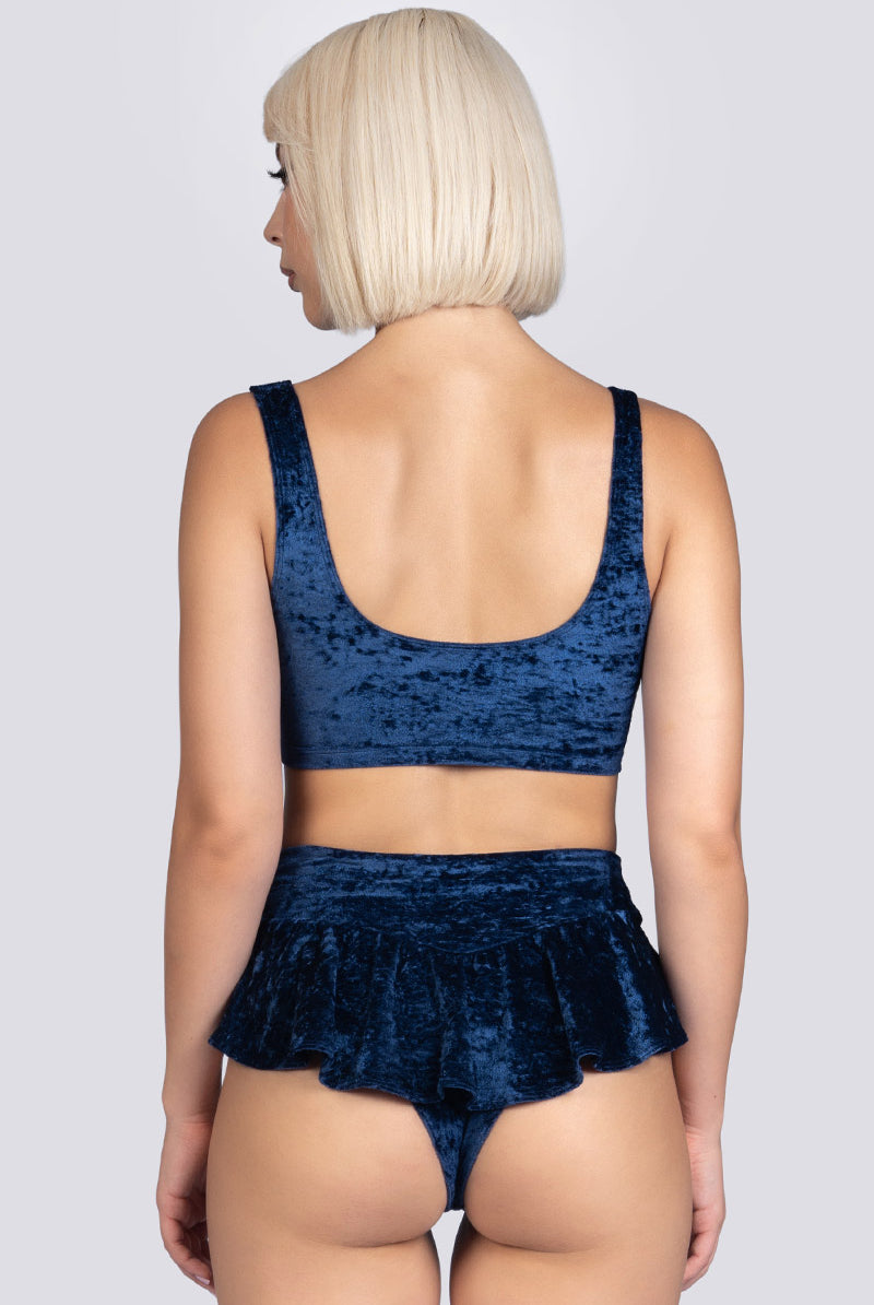Cosmic Indigo Bra Crop Top - Blue Velvet Exotic Dancewear